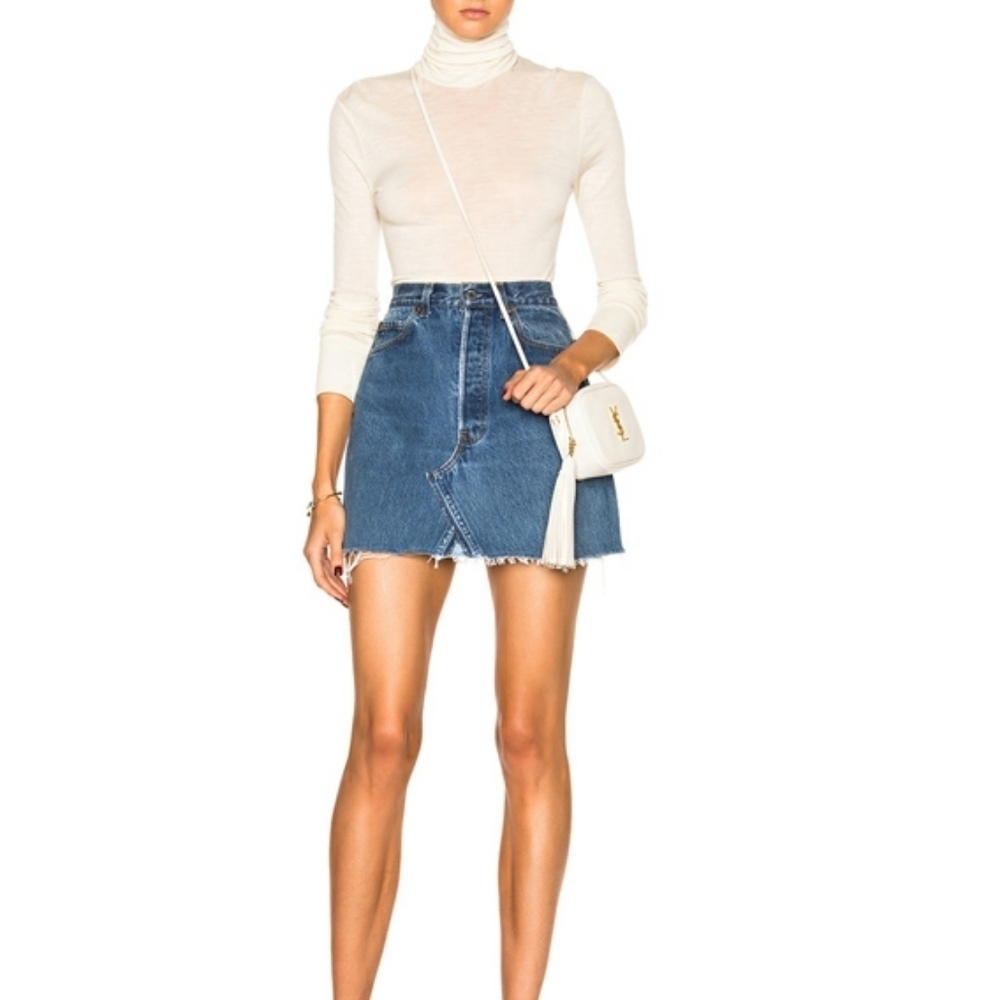 Re/done Frayed Mini Denim Skirt Sz 25 XS